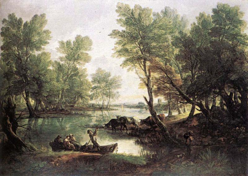 Thomas Gainsborough River Landscape Norge oil painting art